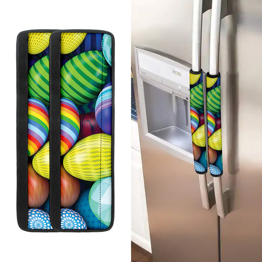 Pile Of Colorful Easter Eggs Print Refrigerator Handle Covers