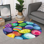 Pile Of Colorful Easter Eggs Print Round Rug