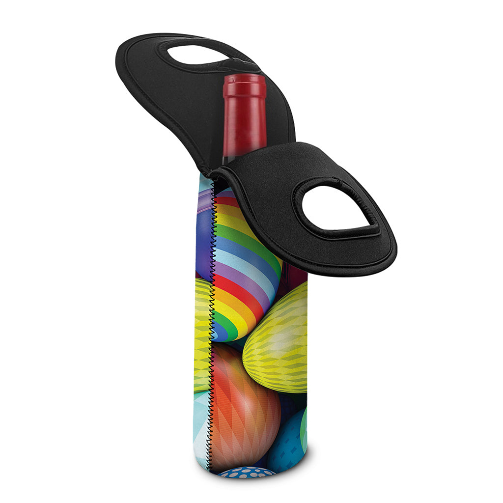Pile Of Colorful Easter Eggs Print Single Neoprene Wine Tote