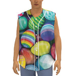 Pile Of Colorful Easter Eggs Print Sleeveless Baseball Jersey