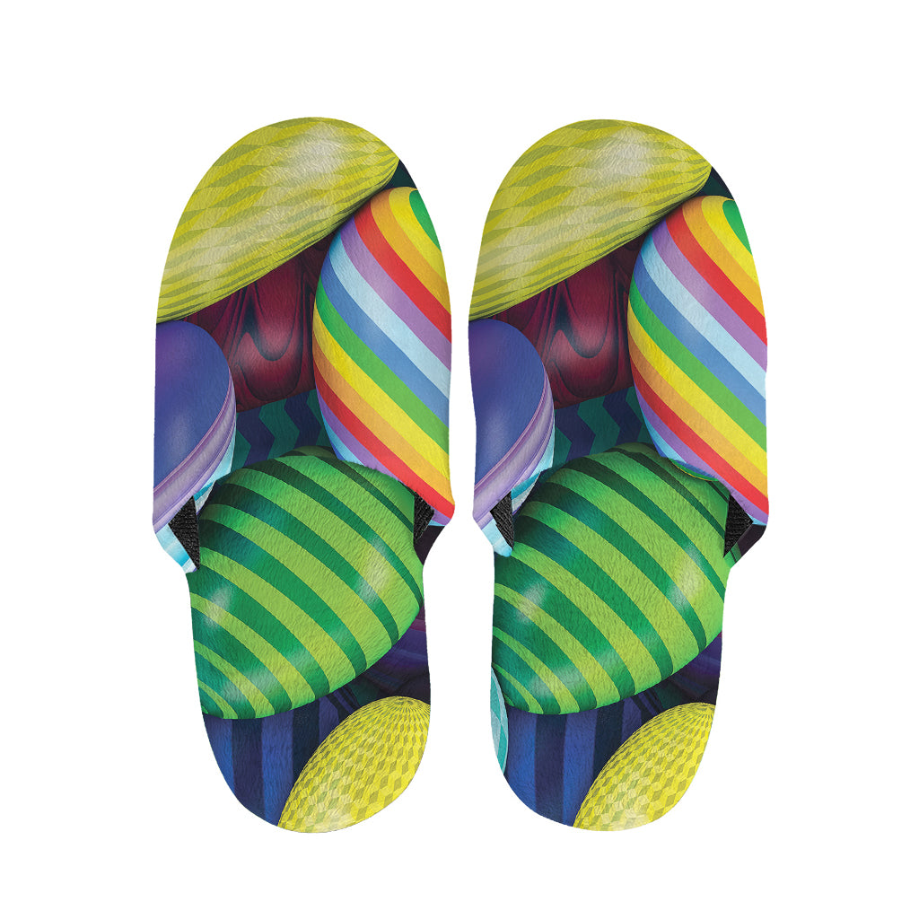 Pile Of Colorful Easter Eggs Print Slippers