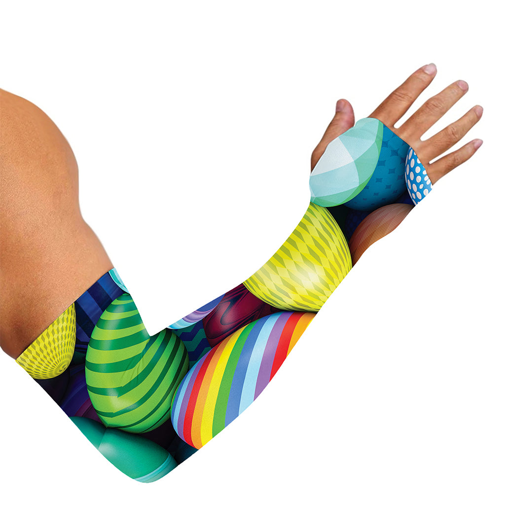 Pile Of Colorful Easter Eggs Print Sun Protection Arm Sleeves