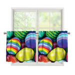 Pile Of Colorful Easter Eggs Print Tier Curtains