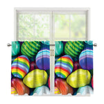 Pile Of Colorful Easter Eggs Print Tier Curtains