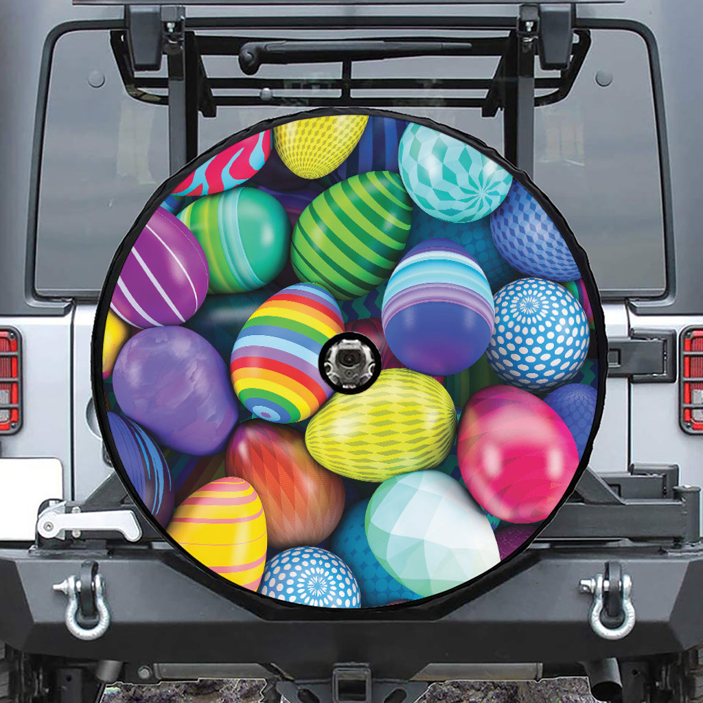 Pile Of Colorful Easter Eggs Print Tire Cover With Camera Hole