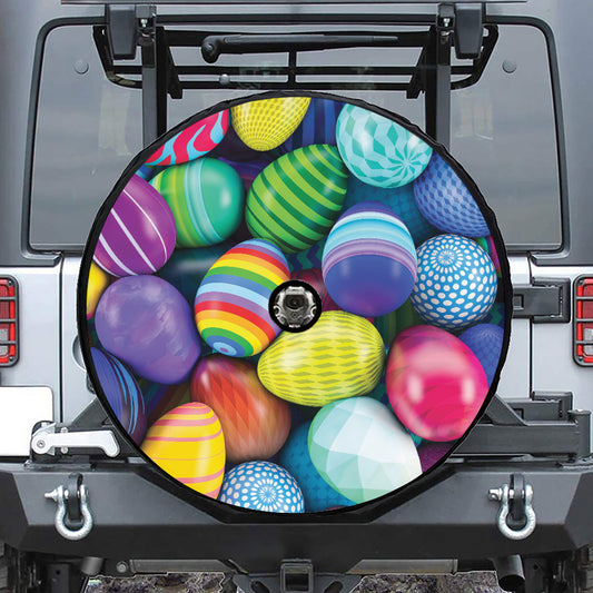 Pile Of Colorful Easter Eggs Print Tire Cover With Camera Hole