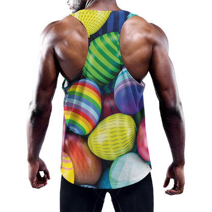 Pile Of Colorful Easter Eggs Print Training Tank Top