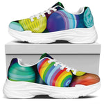 Pile Of Colorful Easter Eggs Print White Chunky Shoes