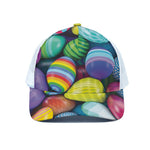 Pile Of Colorful Easter Eggs Print White Mesh Trucker Cap