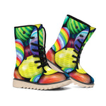 Pile Of Colorful Easter Eggs Print Winter Boots