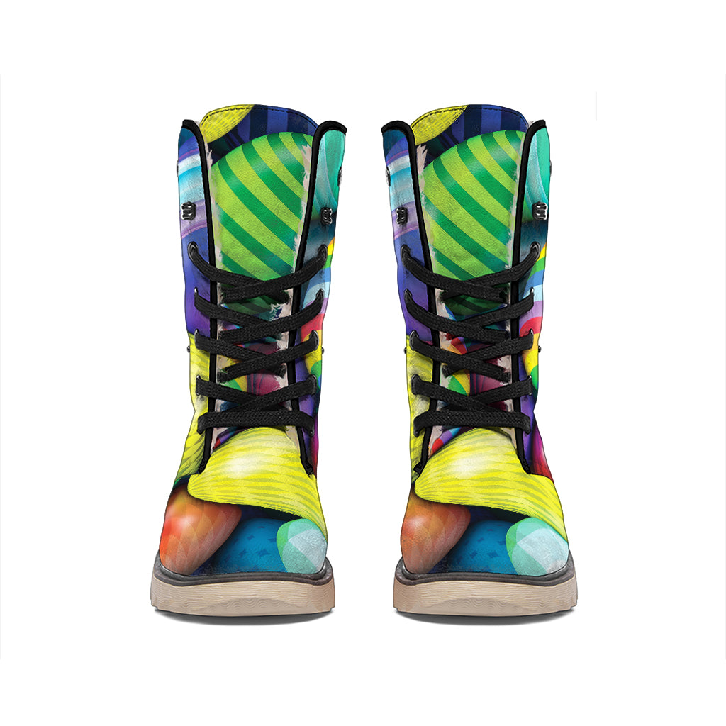 Pile Of Colorful Easter Eggs Print Winter Boots