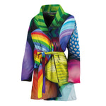 Pile Of Colorful Easter Eggs Print Women's Bathrobe