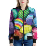 Pile Of Colorful Easter Eggs Print Women's Bomber Jacket