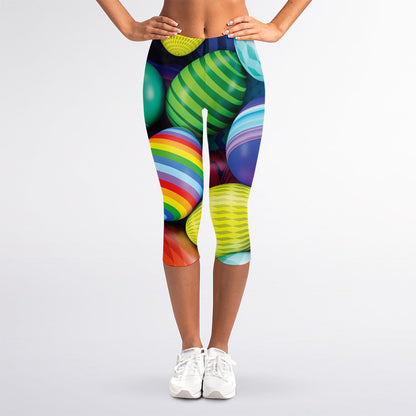 Pile Of Colorful Easter Eggs Print Women's Capri Leggings