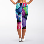 Pile Of Colorful Easter Eggs Print Women's Capri Leggings
