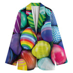 Pile Of Colorful Easter Eggs Print Women's Cotton Blazer