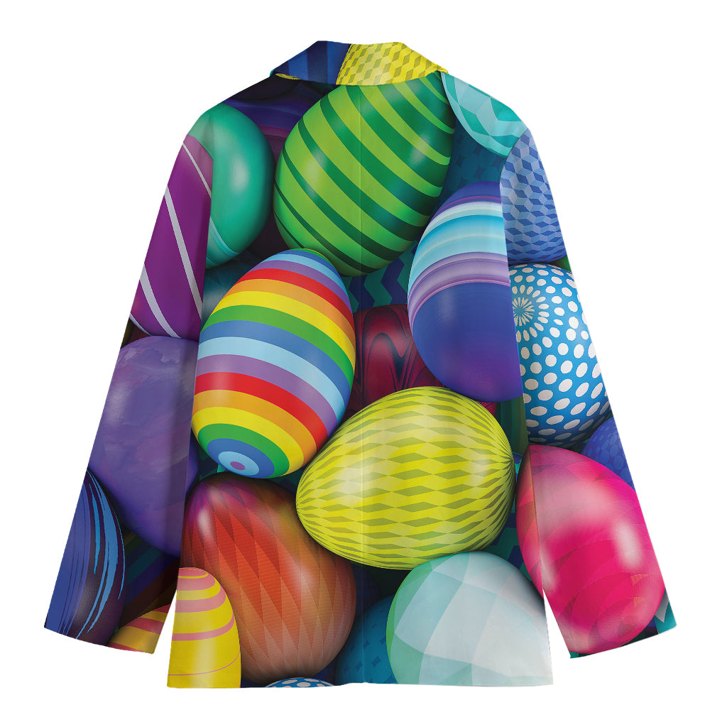 Pile Of Colorful Easter Eggs Print Women's Cotton Blazer