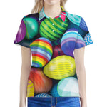 Pile Of Colorful Easter Eggs Print Women's Polo Shirt