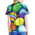 Pile Of Colorful Easter Eggs Print Women's Polo Shirt