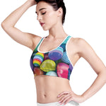Pile Of Colorful Easter Eggs Print Women's Sports Bra