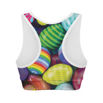 Pile Of Colorful Easter Eggs Print Women's Sports Bra