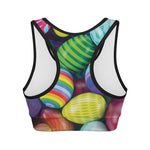Pile Of Colorful Easter Eggs Print Women's Sports Bra