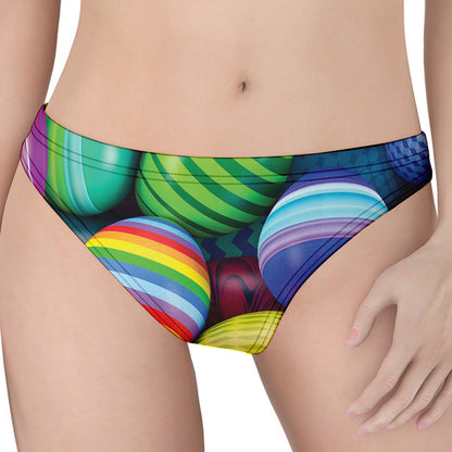 Pile Of Colorful Easter Eggs Print Women's Thong