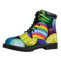 Pile Of Colorful Easter Eggs Print Padded Collar Lace Up Boots