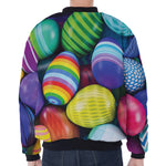 Pile Of Colorful Easter Eggs Print Zip Sleeve Bomber Jacket