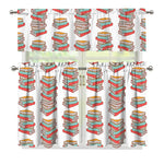 Pile Of Reading Books Pattern Print 3 Piece Kitchen Curtains