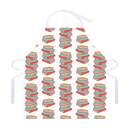 Pile Of Reading Books Pattern Print Adjustable Apron