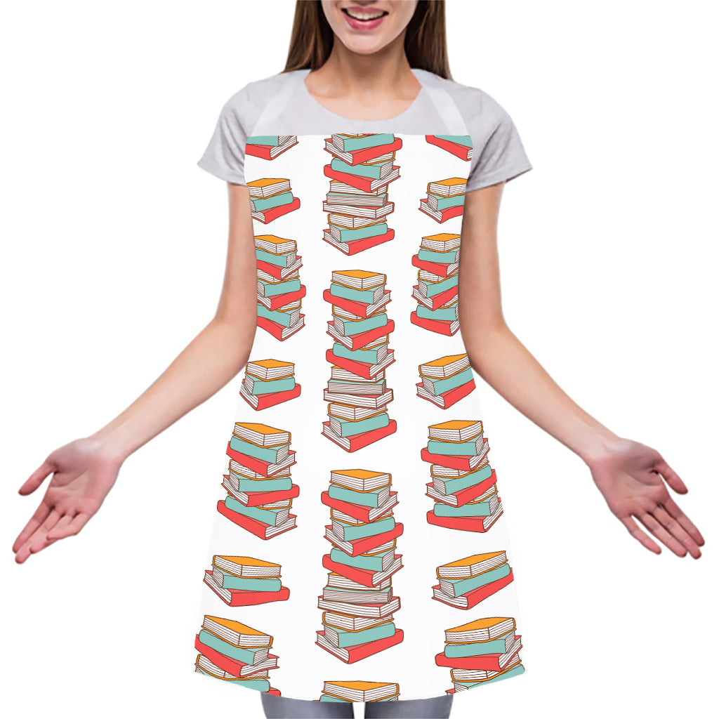 Pile Of Reading Books Pattern Print Adjustable Apron
