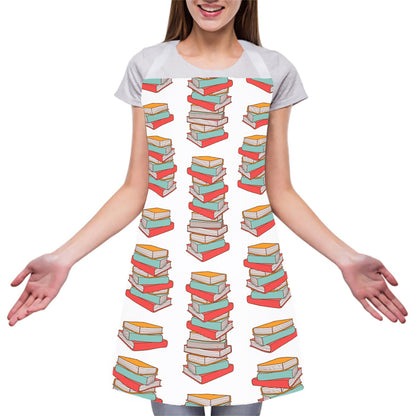 Pile Of Reading Books Pattern Print Adjustable Apron