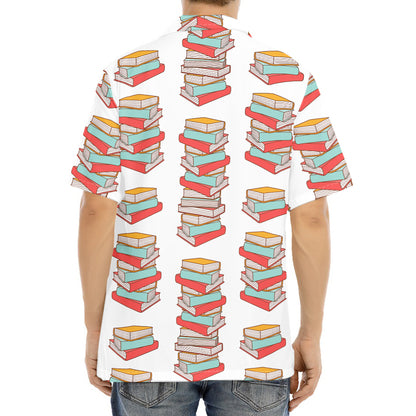 Pile Of Reading Books Pattern Print Aloha Shirt