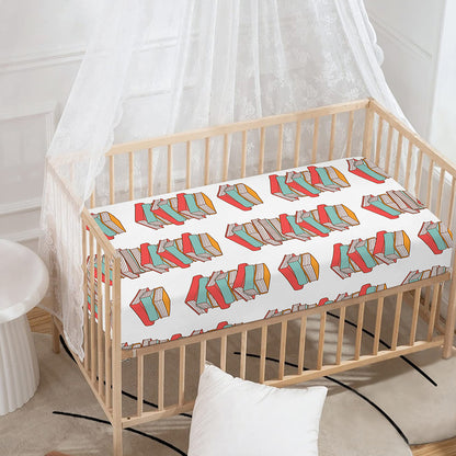 Pile Of Reading Books Pattern Print Baby Crib Sheet