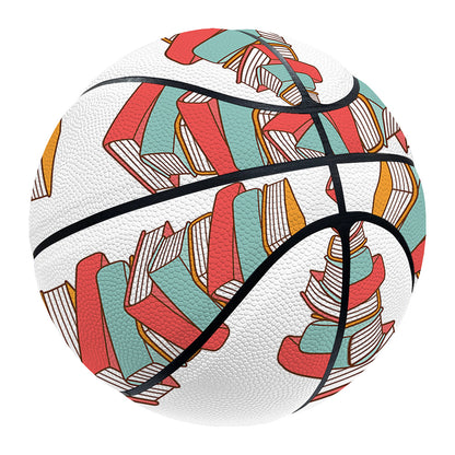 Pile Of Reading Books Pattern Print Basketball