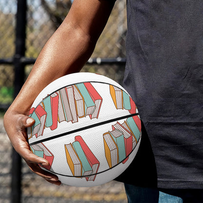Pile Of Reading Books Pattern Print Basketball