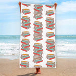 Pile Of Reading Books Pattern Print Beach Towel
