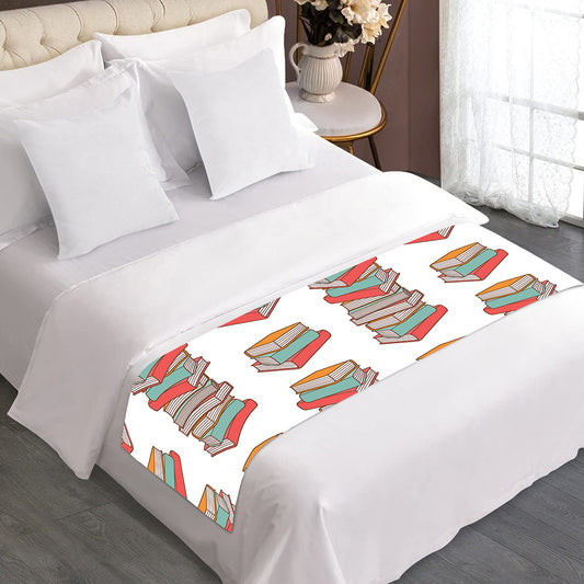 Pile Of Reading Books Pattern Print Bed Runner
