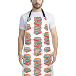 Pile Of Reading Books Pattern Print Bib Apron With Pocket