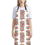 Pile Of Reading Books Pattern Print Bib Apron With Pocket