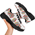 Pile Of Reading Books Pattern Print Black Chunky Shoes