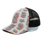 Pile Of Reading Books Pattern Print Black Mesh Trucker Cap