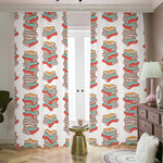 Pile Of Reading Books Pattern Print Blackout Pencil Pleat Curtains