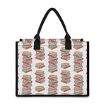 Pile Of Reading Books Pattern Print Canvas Tote Bag