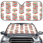 Pile Of Reading Books Pattern Print Car Windshield Sun Shade