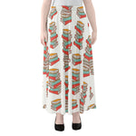 Pile Of Reading Books Pattern Print Chiffon Maxi Skirt