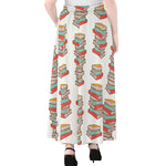 Pile Of Reading Books Pattern Print Chiffon Maxi Skirt