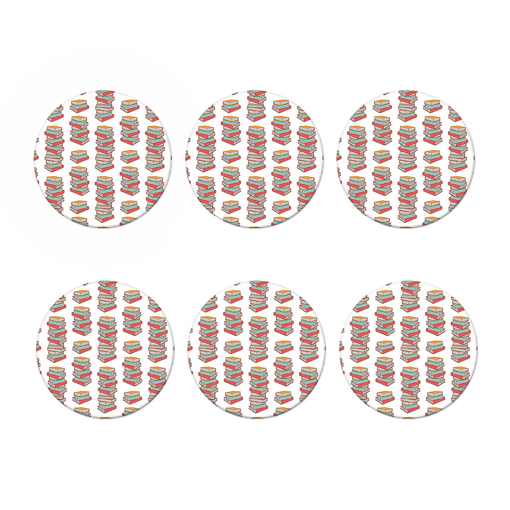 Pile Of Reading Books Pattern Print Coaster Set