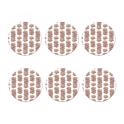 Pile Of Reading Books Pattern Print Coaster Set